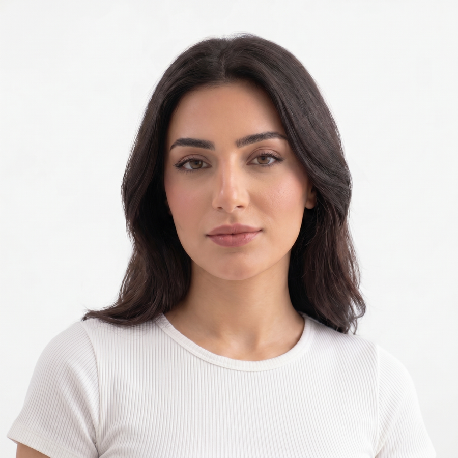 Model wearing Stained Beauty long-wear lip stain in Adore shade
